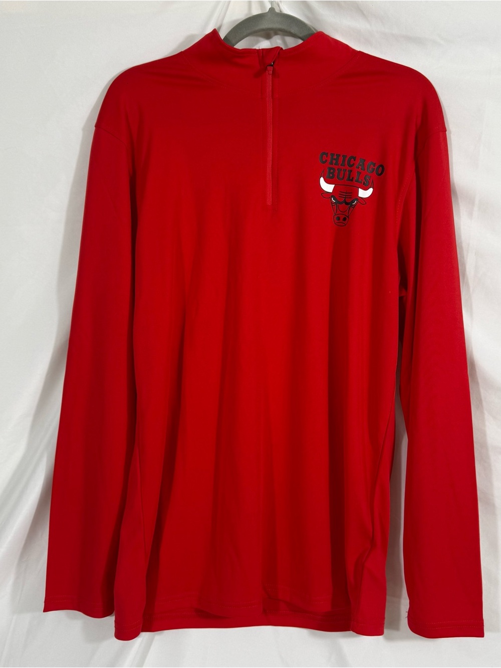 Chicago Bulls Red Ultra GAME Quarter Zip Pullover Long Sleeve Shirt Mens Medium